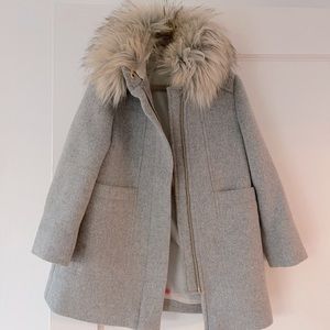Crewcuts grey wool coat with fur trim.